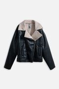 Shearling Biker Jacket – Black