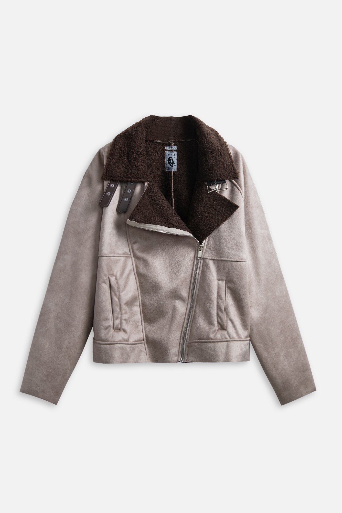 Shearling Biker Jacket – Taupe