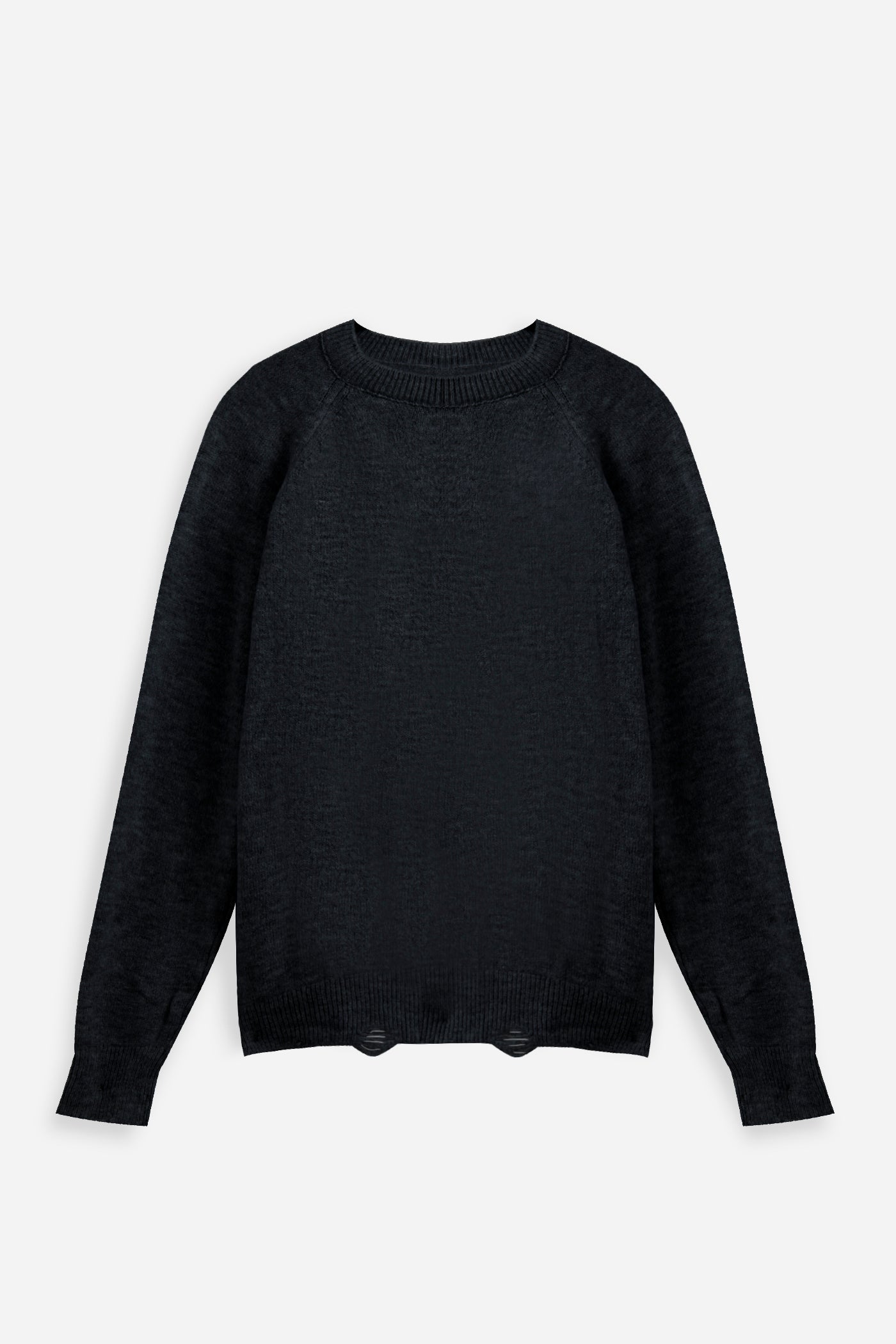 Raw Knit Sweater - Black