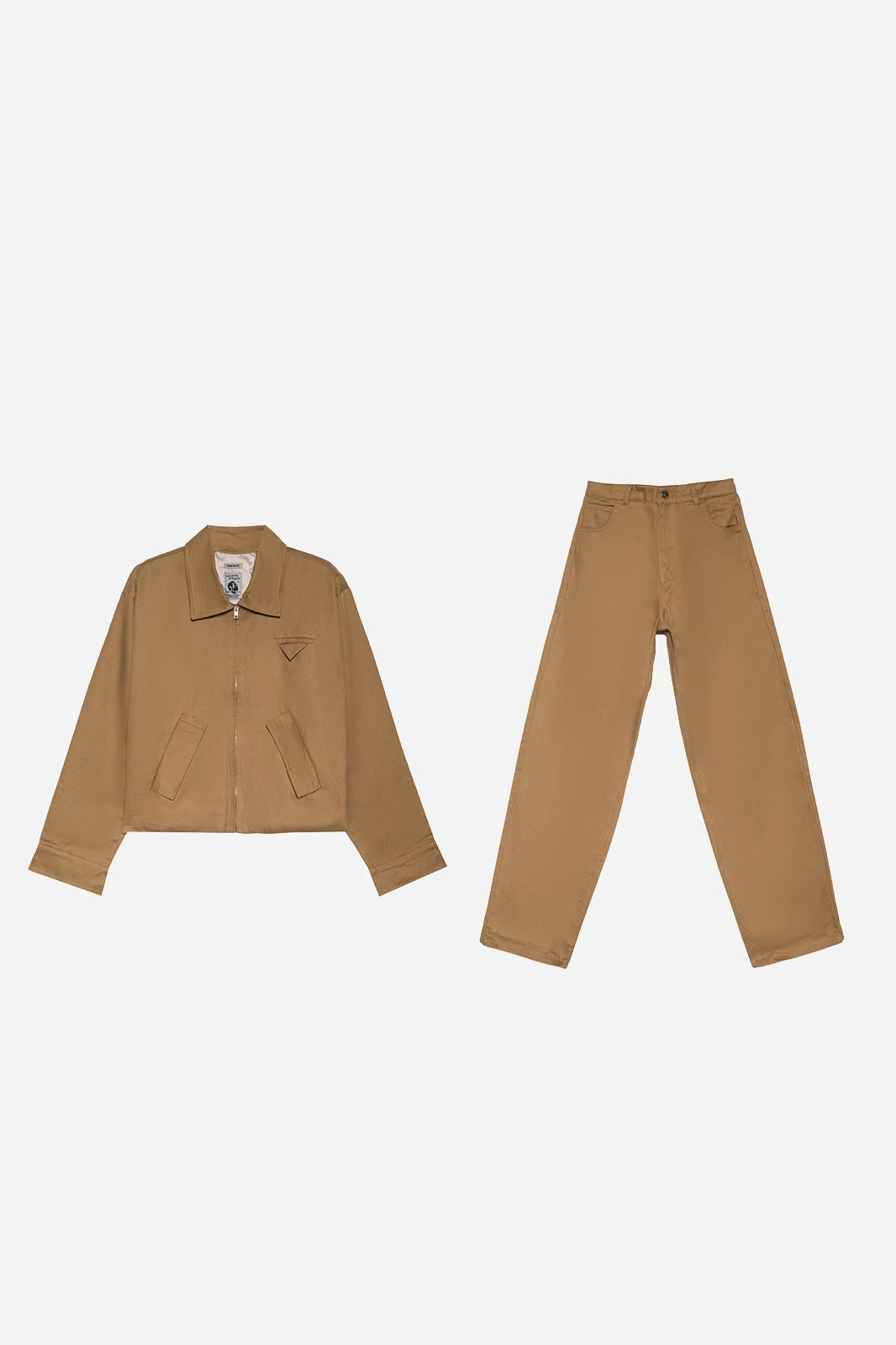 Zip-Up Jacket Set Beige